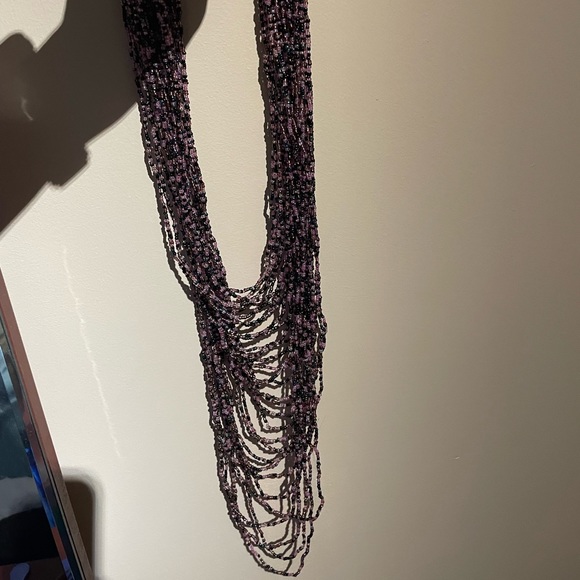 Purple multi-strand beaded long necklace - Picture 4 of 4